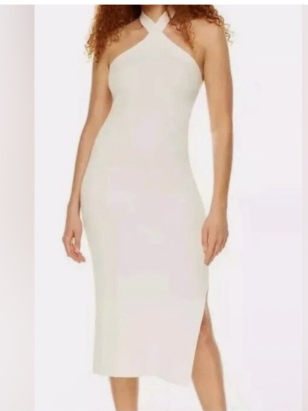 Aritzia Wilfred sage green crossover halter top ribbed midi dress size S